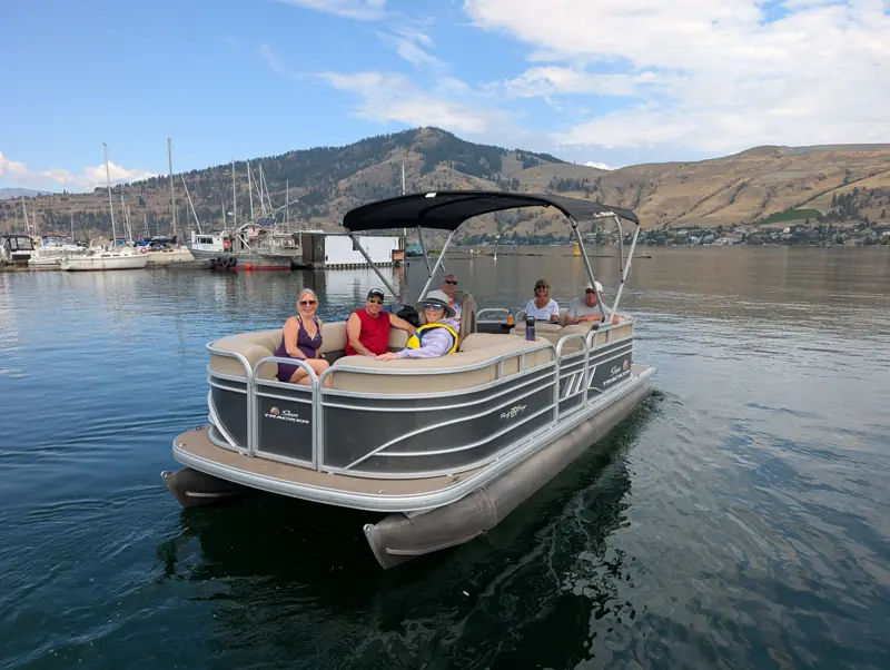 Family relaxing on a pontoon